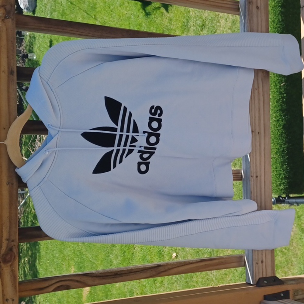 Adidas Cropped Hoodie Ribbed Sleeves
